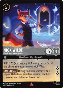 Nick Wilde Persistent Investigator 187/204 Whispers in the Well Disney Lorcana - Image 1