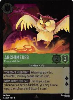 Archimedes Resourceful Owl Foil 113/204 Reign of Jafar Disney Lorcana - Image 1