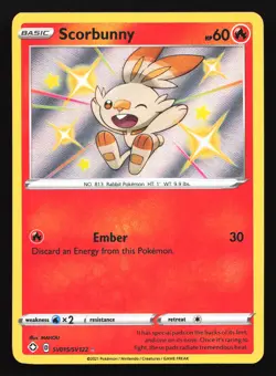 Scorbunny SV015/SV122 Shining Fates: Shiny Vault Shiny Holo Rare Pokemon Card - Image 1