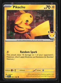 Pikachu 051/162 2026 Pokemon Day Stamped Cosmos Holo Card SWIRL - Image 1