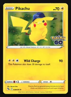 Pikachu 028/078 Pokemon GO STAMPED Holo Rare Pokemon Card - Image 1
