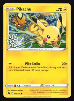 Pikachu 049/195 Holiday Calendar Snowflake Stamped Holo Pokemon Card - Image 1