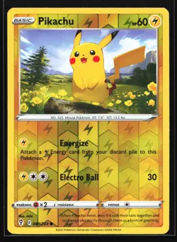Pikachu 049/203 SWSH07: Evolving Skies Reverse Holo Pokemon Card - Image 1
