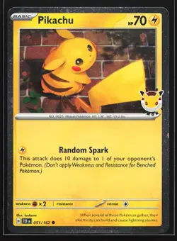 Pikachu 051/162 2026 Pokemon Day Stamped Cosmso Holo Card SWIRL - Image 1