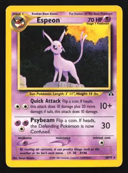 Espeon 20/75 Neo Discovery Rare Pokemon Card - Image 1