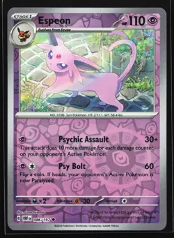 Espeon 086/197 SV03: Obsidian Flames Reverse Holo Pokemon Card - Image 1