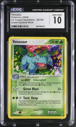 CGC 10 GEM MINT Venusaur 2006 EX Crystal Guardians 28/100 Holo Pokemon Card - Image 1