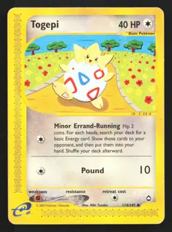 Togepi 114/147 Aquapolis Common Pokemon Card - Image 1