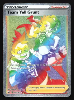 Team Yell Grunt 210/202 Sword & Shield Rainbow Secret Rare Pokemon Card - Image 1
