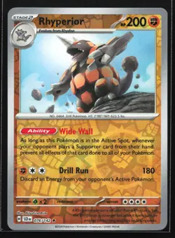 Pokemon Rhyperior 076/142 Stellar Crown Reverse Holo Rare NM - Image 1