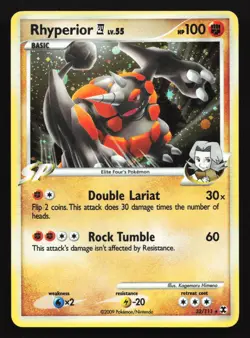 Pokemon Rhyperior E4 32/111 Rising Rivals Holo Rare LP - BLEED ERROR - Image 1