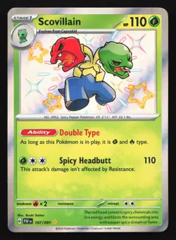 Scovillain 107/091 SV: Paldean Fates Shiny Holo Rare Pokemon Card - Image 1
