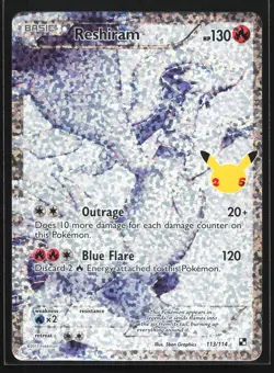 Pokemon Reshiram 113/114 Celebrations Classic Collection Ultra Rare Holo NM - Image 1