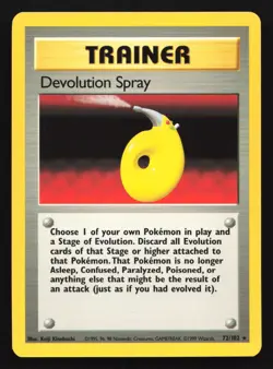 Pokemon Devolution Spray 72/102 WotC Base Set Unlimited Rare Trainer - Image 1
