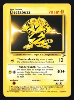 Pokemon Electabuzz 24/130 WotC Base Set 2 Regular Rare LP - Image 1
