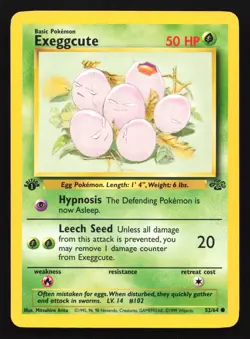 Pokemon Exeggcute 52/64 WotC Jungle 1st Edition Common LP - Image 1