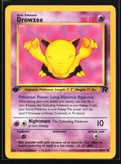 Pokemon Drowzee 54/82 WotC Team Rocket 1st Edition Common NM - Image 1