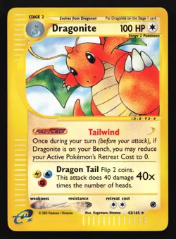 Pokemon Dragonite 43/165 WotC Expedition Reverse Holo Rare LP - Image 1