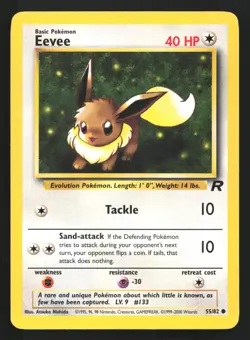 Pokemon Eevee 55/82 WotC Team Rocket Unlimited Common LP - Image 1