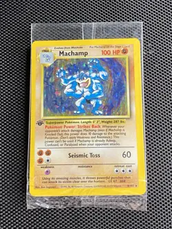 Machamp 8/102 1st Edition Sealed Holo Pokemon card Factory Cellophane - Image 1