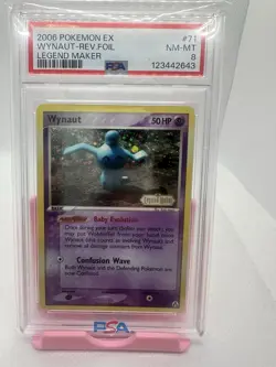 PSA 8 Wynaut 71/92 Reverse Foil Stamped EX Legend Maker Pokemon Card - Image 1