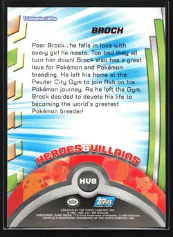Topps Series 3 Brock HV8 TV Animation Blue Logo Heroes & Villians Pokemon Card - Image 2