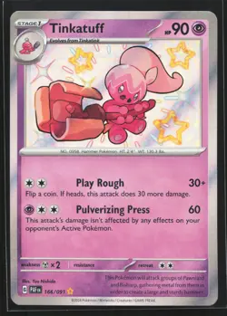 Tinkatuff 166/091 SV: Paldean Fates Shiny Holo Rare Pokemon Card - Image 1