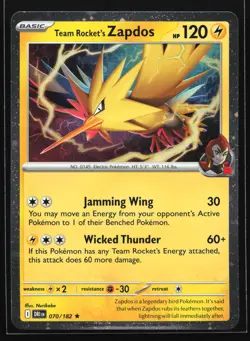 Team Rocket's Zapdos 070/182 Destined Rivals Cosmos Holo Rare Pokemon Card - Image 1