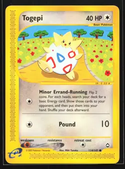 Togepi 114/147 Aquapolis Common Pokemon Card - Image 1