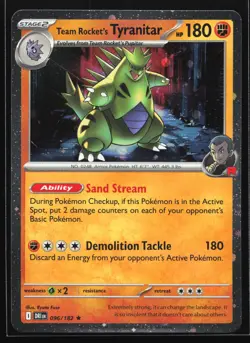 Team Rocket's Tyranitar 096/182 Destined Rivals Cosmos Holo Rare Pokemon Card - Image 1