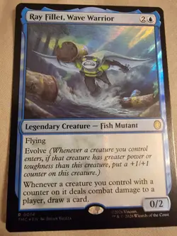 BRAND NEW Magic The Gathering: Ray Fillet, Wave Warrior (Surge Foil) TMNT - Image 1