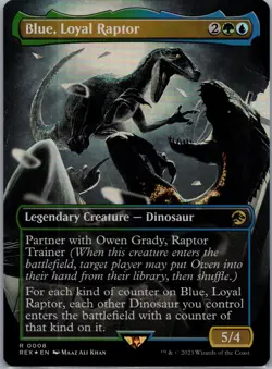 MTG Blue, Loyal Raptor (FOIL Borderless) Universes Beyond: Jurassic World 0008 - Image 1