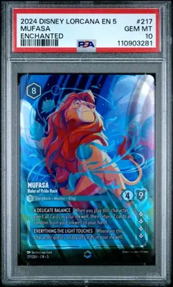 Mufasa - Ruler of Pride Rock (Enchanted) (217/204) Shimmering Skies PSA 10 [1109 - Image 1