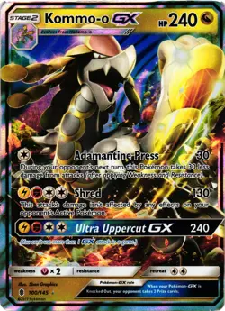 Pokemon Kommo-o GX TCG Full Art Holo Ultra Rare Guardians Rising 100/145 LP - Image 1