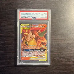 2019 POKEMON SM COSMIC ECLIPSE #22/236 CHARIZARD & BRAIXEN GX PSA 10 DESCRIPTION - Image 1
