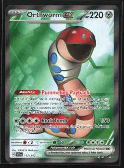 Pokemon Orthworm ex 162/142 Stellar Crown Ultra Rare Full Art Holo NM - Image 1