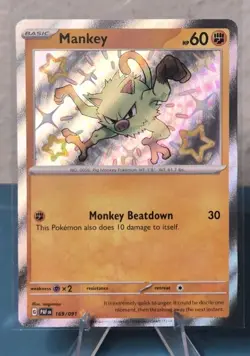 Pokemon Mankey Holo Shiny Rare NM - Paldean Fates 169/091 - Image 1
