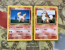 Vtg 1990s Pokemon Trading Cards Base Set Lot of 2 Ponyta Growlithe - Image 1