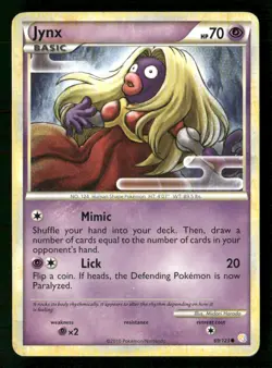 Jynx 69/123 Common HeartGold & SoulSilver Pokemon Moderately Played - Image 1