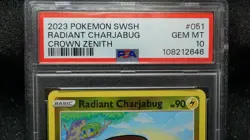 2023 POKEMON SWORD & SHIELD CROWN ZENITH #051 RADIANT CHARJABUG PSA 10 POP 381 - Image 2