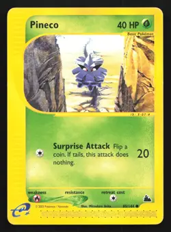Pokemon Pineco 85/144 WotC Skyridge Regular Common MP - Image 1