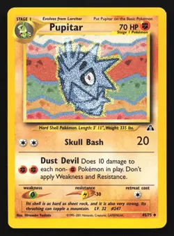 Pokemon Pupitar 45/75 WotC Neo Discovery Unlimited Uncommon LP - Image 1
