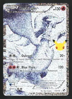 Pokemon Reshiram 113/114 Celebrations Classic Collection Ultra Rare Holo - Image 1