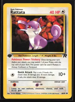 Pokemon Rattata 66/82 WotC Team Rocket 1st Edition Common NM - Image 1