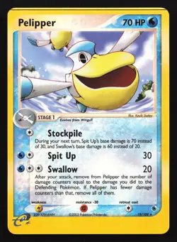 Pokemon Pelipper 19/109 EX Ruby & Sapphire Reverse Holo Rare LP - Image 1