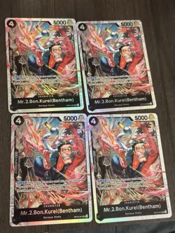 4X Mr.2.Bon.Kurei (Bentham) OP14-091 SR Playset One Piece The Azure Sea's Seven - Image 1