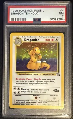 Pokemon TCG Dragonite Fossil Holo Rare Card 4/62 PSA 7 - Image 1