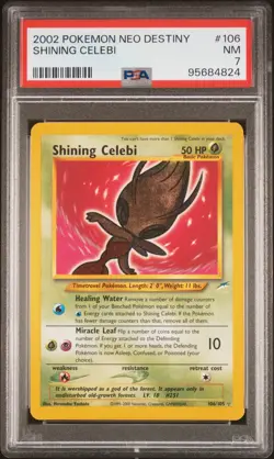 Shining Celebi 106/105 Neo Destiny Pokemon PSA 7 - Image 1