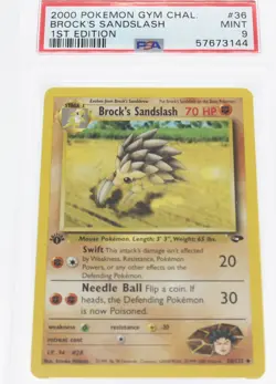 PSA 9 MINT 2000 Pokemon Gym Challenge #36 Brock's Sandslash 1st Edition !!! - Image 1