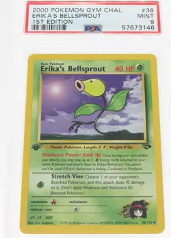 PSA 9 MINT 2000 Pokemon Gym Challenge #38 Erika's Bellsprout 1st Edition !!! - Image 1